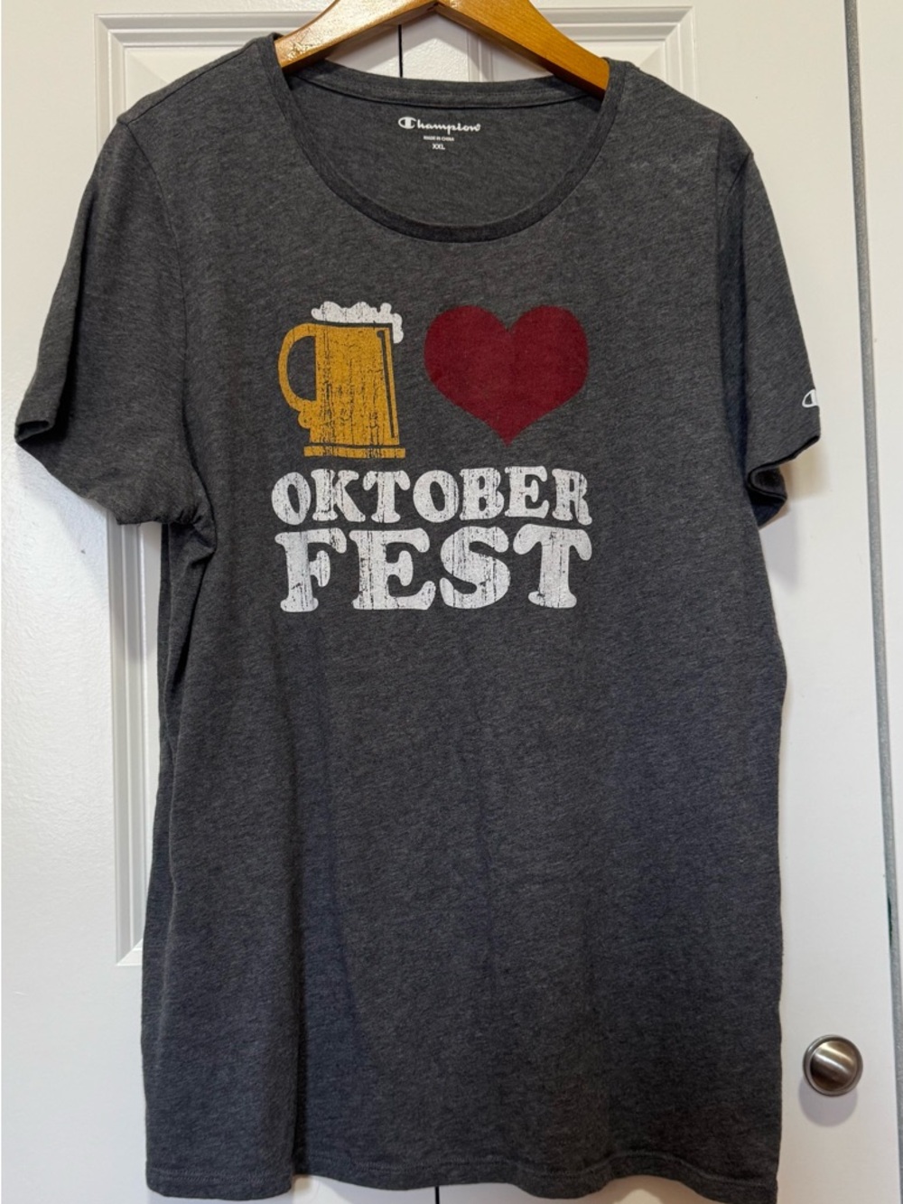 Oktoberfest Beer Graphic Tee XXL Gray Champion Brewery Festival Shirt